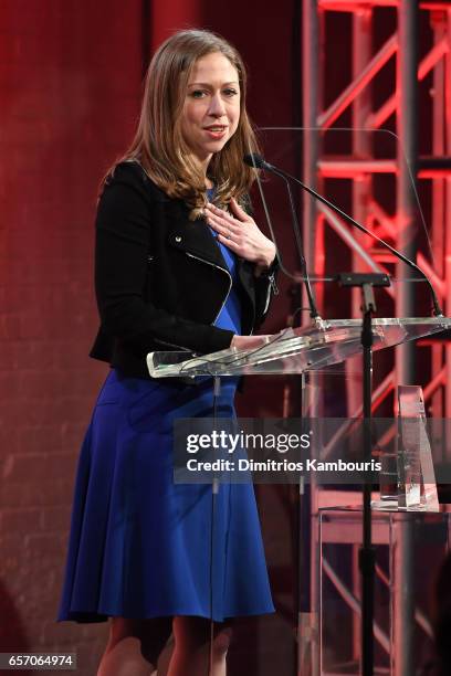 Chelsea Clinton speaks onstage at the GMHC 35th Anniversary Spring Gala at Highline Stages on March 23, 2017 in New York City.