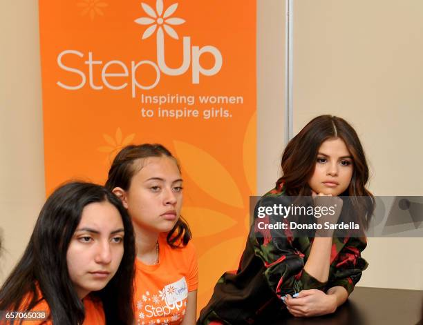 Selena Gomez and Coach Surprise Step Up Teens at High Schools on March 23, 2017 in Los Angeles, California.