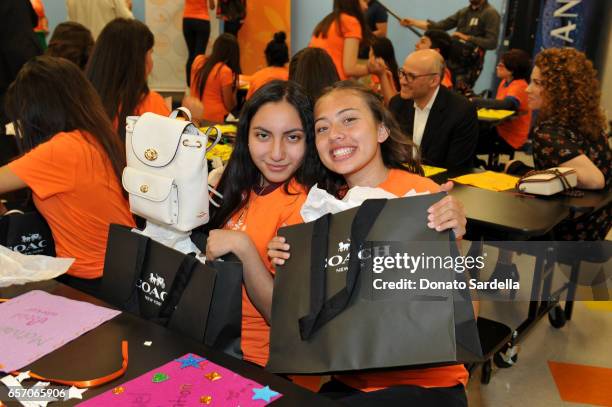 Step Up Teens are surprised at LA High Schools by Selena Gomez and Coach on March 23, 2017 in Los Angeles, California.