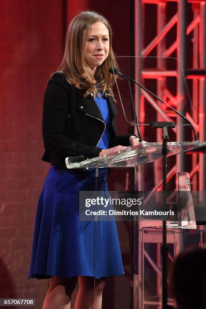 Chelsea Clinton speaks onstage at the GMHC 35th Anniversary Spring Gala at Highline Stages on March 23, 2017 in New York City.