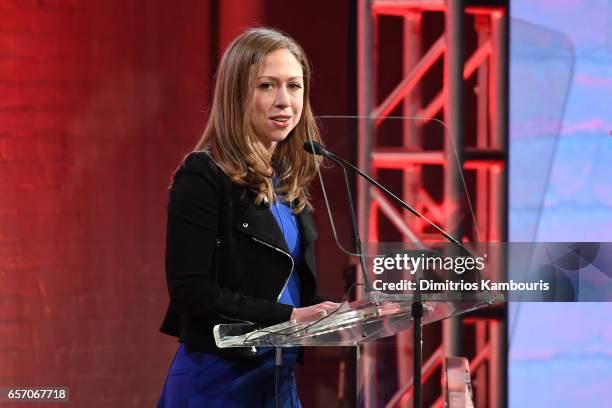 Chelsea Clinton speaks onstage at the GMHC 35th Anniversary Spring Gala at Highline Stages on March 23, 2017 in New York City.