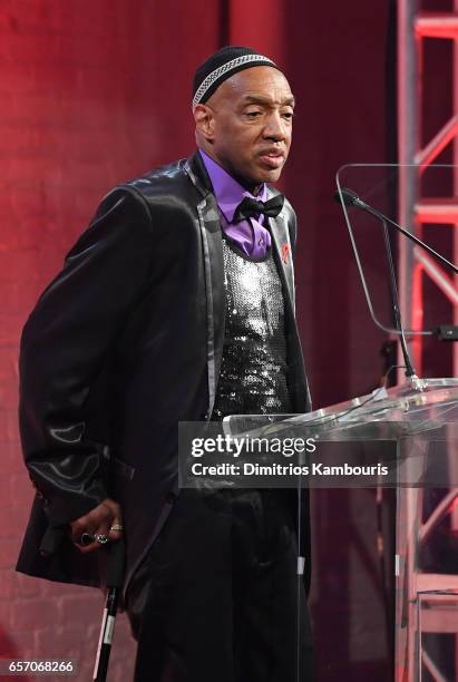 Thomas Powell speaks onstage at the GMHC 35th Anniversary Spring Gala at Highline Stages on March 23, 2017 in New York City.