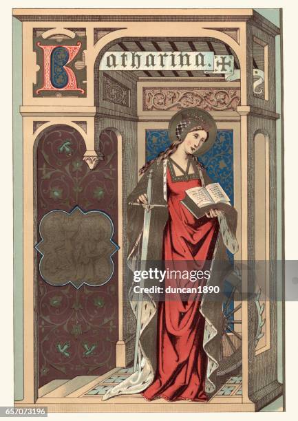 saint catherine of alexandria - st. catherine stock illustrations