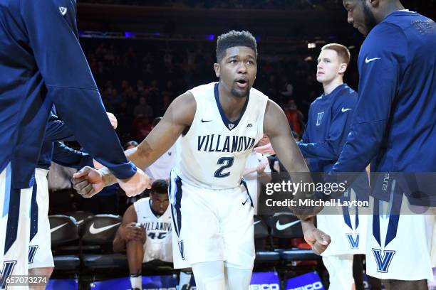 Kris Jenkins of the Villanova Wildcats is introduced before the Big East Basketball Tournament - Quarterfinal game against the St. John's Red Storm...