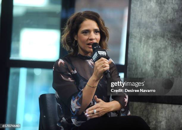 Actress Monique Gabriela Curnen attends Build Series to discuss 'Taken' at Build Studio on March 23, 2017 in New York City.