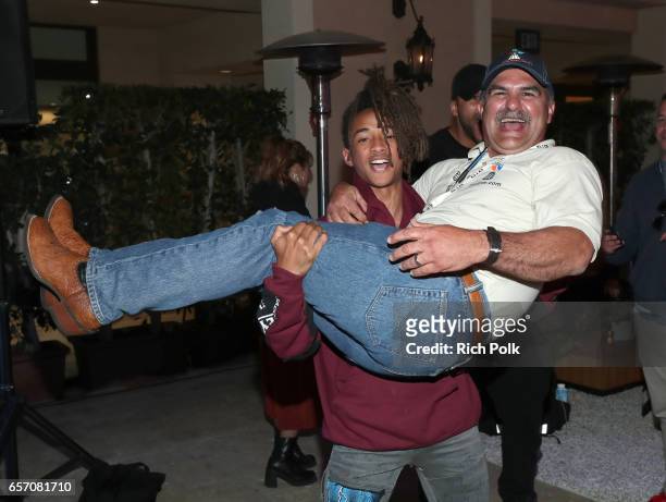Water investor and actor Jaden Smith and Tree T Pee founder Johnny Georges attend the EMA IMPACT Summit hosted by the Environmental Media Association...
