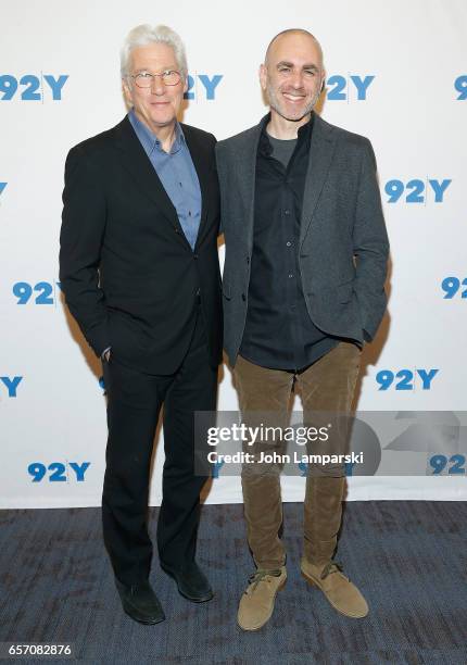 Actor Richard Gere and writer-director Joseph Cedar attend 92Y Reel Pieces Presents: Norman: The Moderate Rise And Tragic Fall Of A New York Fixer at...