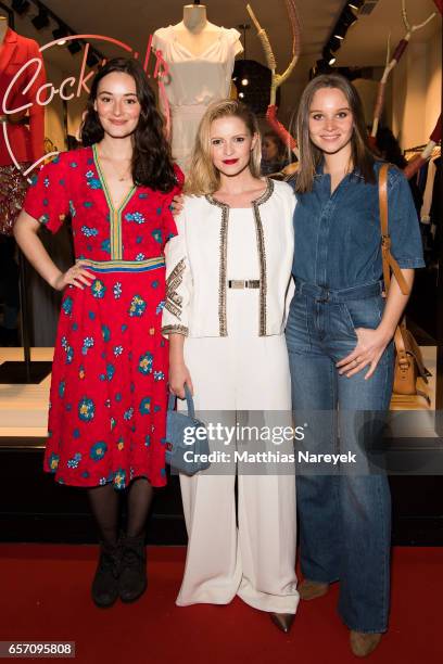 Maria Ehrich, Jennifer Ulrich and Sonja Gerhardt attend the Ba&Sh store opening on March 23, 2017 in Berlin, Germany.