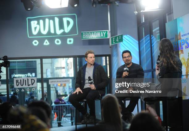 Director Dax Shepard and actor Michael Pena attend Build Series to discuss 'CHiPs' at Build Studio on March 23, 2017 in New York City.