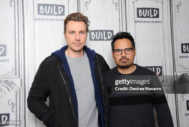 Director Dax Shepard and actor Michael Pena attend Build Series to discuss 'CHiPs' at Build Studio on March 23, 2017 in New York City.