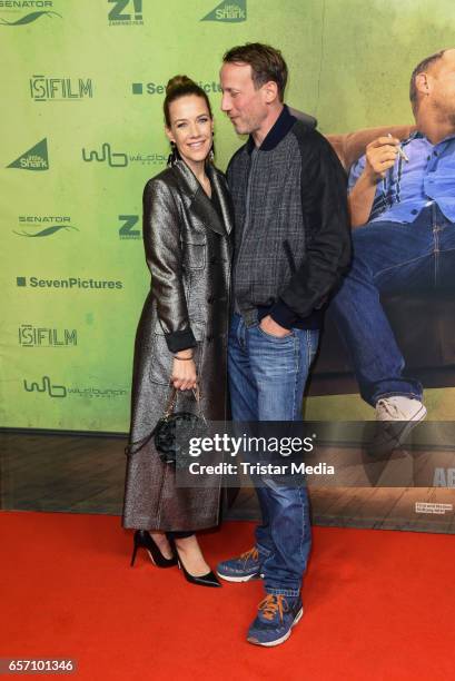 Alexandra Neldel and Wotan Wilke Moehring during the premiere of the film 'Lommbock' at CineStar on March 23, 2017 in Berlin, Germany.