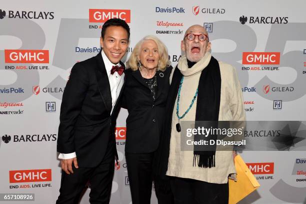 Kelsey Louie, Edie Windsor, and Larry Kramer attend the GMHC 35th Anniversary Spring Gala at Highline Stages on March 23, 2017 in New York City.