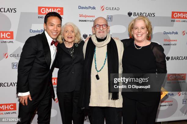 Kelsey Louie, Edie Windsor, Larry Kramer, and Roberta A. Kaplan attend the GMHC 35th Anniversary Spring Gala at Highline Stages on March 23, 2017 in...