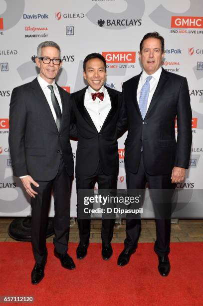 Peter Staley, Kelsey Louie, and Jes Staley attend the GMHC 35th Anniversary Spring Gala at Highline Stages on March 23, 2017 in New York City.
