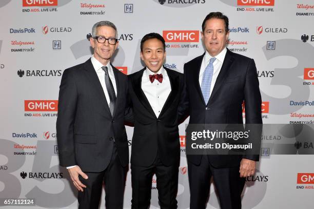 Peter Staley, Kelsey Louie, and Jes Staley attend the GMHC 35th Anniversary Spring Gala at Highline Stages on March 23, 2017 in New York City.