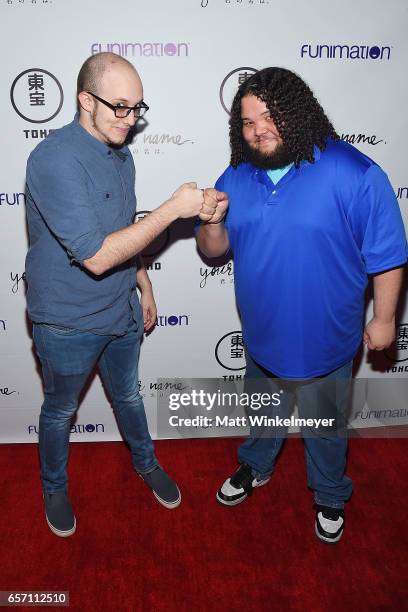 Eric Lu and Jessie Negron attend Funimation Films presents "Your Name." Theatrical Premiere in Los Angeles, CA at Yamashiro Hollywood on March 23,...
