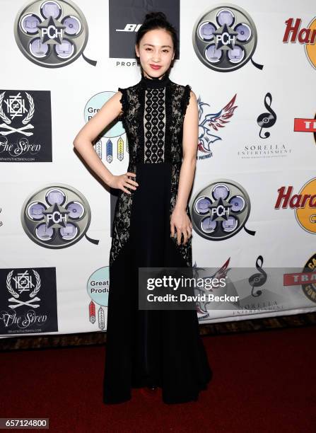 Actress Candy Wang attends the inaugural Las Vegas F.A.M.E Awards presented by the Producers Choice Honors at the Hard Rock Cafe Las Vegas Strip on...