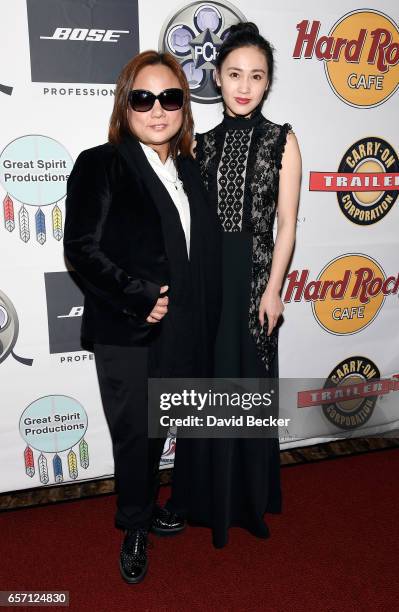 Director Alice Wang and actress Candy Wang attend the inaugural Las Vegas F.A.M.E Awards presented by the Producers Choice Honors at the Hard Rock...