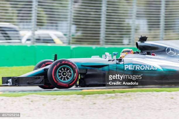 Lewis Hamilton of the United Kingdom driving for Mercedes AMG Petronas on Friday Free Practice during the 2017 Rolex Australian Formula 1 Grand Prix...