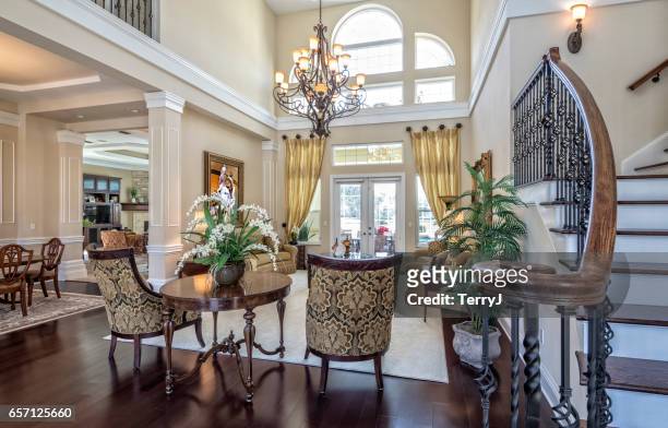 living room in an estate home - stately home interior stock pictures, royalty-free photos & images