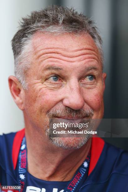 England cricket legend Ian Botham is seen dressed in a Melbourne Rebels shirt during the round five Super Rugby match between the Rebels and the...