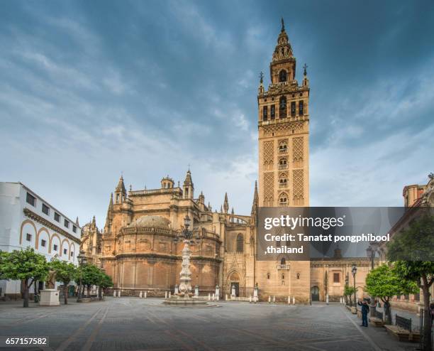 seville cathedral, seville, spain - la giralda stock pictures, royalty-free photos & images