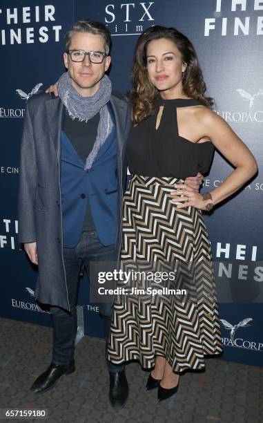 Actors Christian Campbell and America Olivo attend the premiere of "Their Finest" hosted by STXfilms and EuropaCorp with The Cinema Society at SVA...