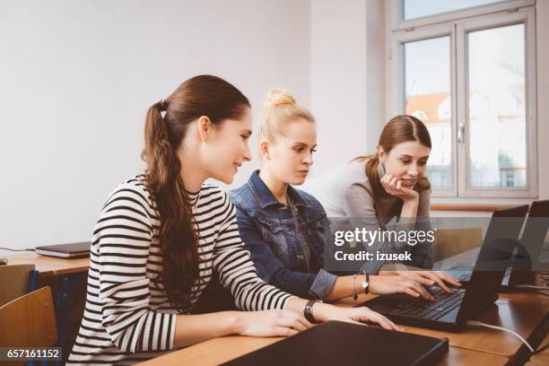 Girls Computer Lab Female Students In Computer Lab Working On Laptop High-Res Stock Photo ...
