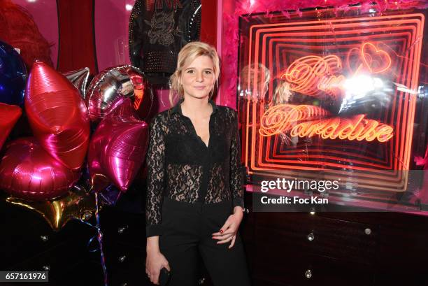 Neon artist Emmanuelle Rybojad attends Pink Paradise Club 15th Anniversary on March 23, 2017 in Paris, France.