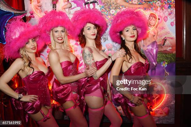 Dancers attend Pink Paradise Club 15th Anniversary on March 23, 2017 in Paris, France.
