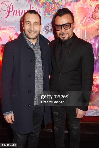 Pink Paradise director / actor Muratt Atik and Zinedine Soualem attend Pink Paradise Club 15th Anniversary on March 23, 2017 in Paris, France.