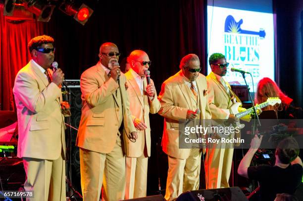 Ben Moore, Ricky McKinnie, Jimmy Carter, Ben Moore of The Blind Boys of Alabama perform during "Beat The Blues To Save Lives" Charity Concert at BB...