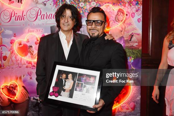 Alexandre Habibi from Paris Nuit Magazine and Muratt Atik attend Pink Paradise Club 15th Anniversary on March 23, 2017 in Paris, France.