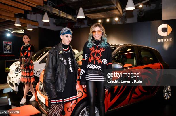 Designers Begum Berdan and Deniz Berdan attend Mercedes-Benz Istanbul Fashion Week March 2017 at Grand Pera on March 23, 2017 in Istanbul, Turkey.