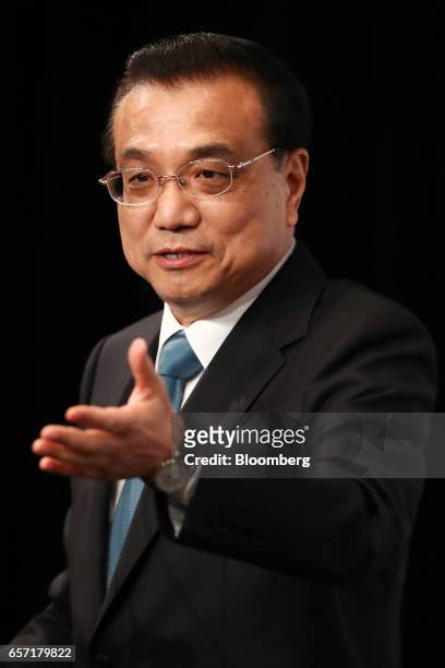 Li Keqiang, China's premier, speaks during the Australia China Economic and Trade Cooperation Forum in Sydney, Australia, on Friday, March 24, 2017....