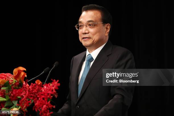 Li Keqiang, China's premier, speaks during the Australia China Economic and Trade Cooperation Forum in Sydney, Australia, on Friday, March 24, 2017....