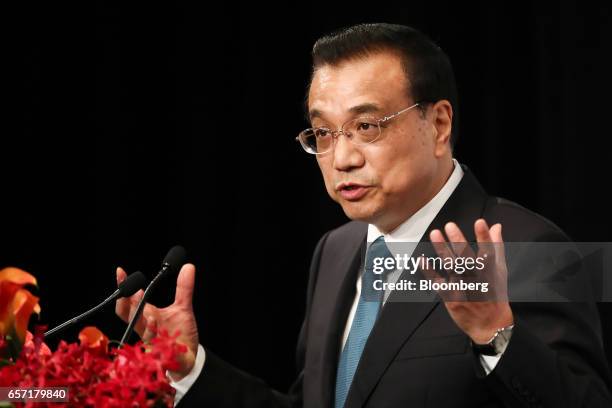 Li Keqiang, China's premier, speaks during the Australia China Economic and Trade Cooperation Forum in Sydney, Australia, on Friday, March 24, 2017....