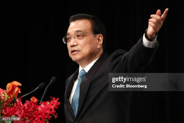 Li Keqiang, China's premier, speaks during the Australia China Economic and Trade Cooperation Forum in Sydney, Australia, on Friday, March 24, 2017....