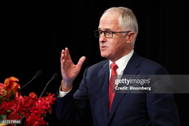 Malcolm Turnbull, Australia's prime minister, speaks during the Australia China Economic and Trade Cooperation Forum in Sydney, Australia, on Friday,...