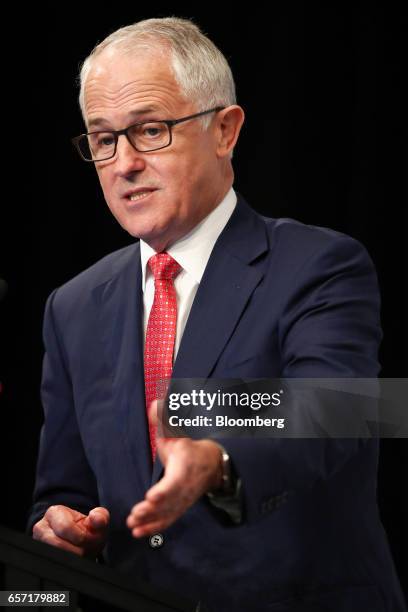 Malcolm Turnbull, Australia's prime minister, speaks during the Australia China Economic and Trade Cooperation Forum in Sydney, Australia, on Friday,...