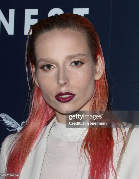 Mery Racauchi attends the premiere of "Their Finest" hosted by STXfilms and EuropaCorp with The Cinema Society at SVA Theatre 2 on March 23, 2017 in...