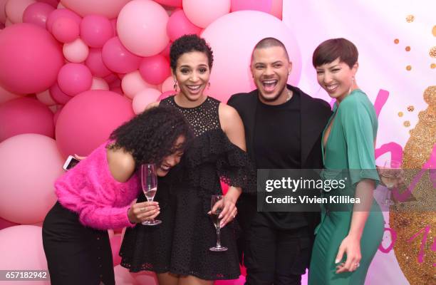 Brette Sims, Erica Dickerson, Sebastian Mego and Nisha Espy attend beautyblender Cheers to 15 Years on March 23, 2017 in West Hollywood, California.