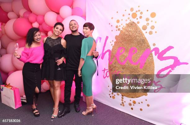 Brette Sims, Erica Dickerson, Sebastian Mego and Nisha Espy attend beautyblender Cheers to 15 Years on March 23, 2017 in West Hollywood, California.