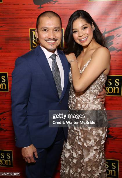 Jon Jon Briones and Eva Noblezada attend The Opening Night After Party for the New Broadway Production of "Miss Saigon" at Tavern on the Green on...