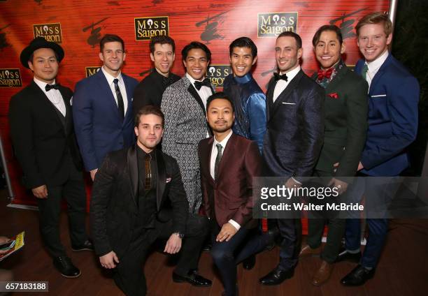 Ensemble cast members attend The Opening Night After Party for the New Broadway Production of "Miss Saigon" at Tavern on the Green on March 23, 2017...