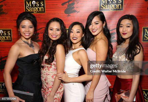 Female cast members attend The Opening Night After Party for the New Broadway Production of "Miss Saigon" at Tavern on the Green on March 23, 2017 in...
