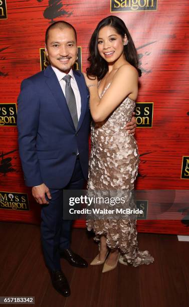 Jon Jon Briones and Eva Noblezada attend The Opening Night After Party for the New Broadway Production of "Miss Saigon" at Tavern on the Green on...