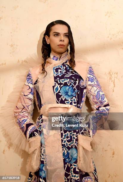 Model at the Bashaques presentation show during Mercedes-Benz Istanbul Fashion Week March 2017 at Grand Pera on March 23, 2017 in Istanbul, Turkey.