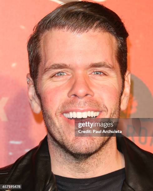 Blogger Perez Hilton attends the opening night performance of "Absinthe" at L.A. Live Event Deck on March 23, 2017 in Los Angeles, California.