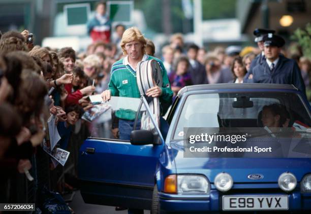 Boris Becker of West Germany at Wimbledon, circa June 1988. Becker was defeated in four sets by Stefan Edberg of Sweden during the men's singles...